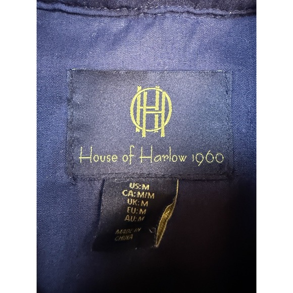 House Of Harlow 1960 Cropped Jacket Flannel Shacket | Blue Yellow | Size Medium - Picture 6 of 16
